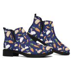 Carrot And Rabbit Pattern Print Flat Ankle Boots