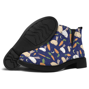 Carrot And Rabbit Pattern Print Flat Ankle Boots