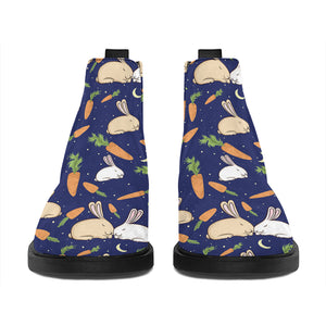 Carrot And Rabbit Pattern Print Flat Ankle Boots