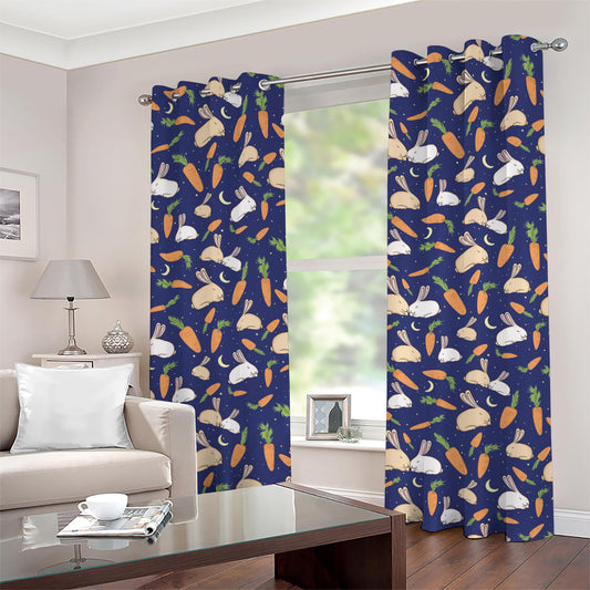 Carrot And Rabbit Pattern Print Grommet Curtains