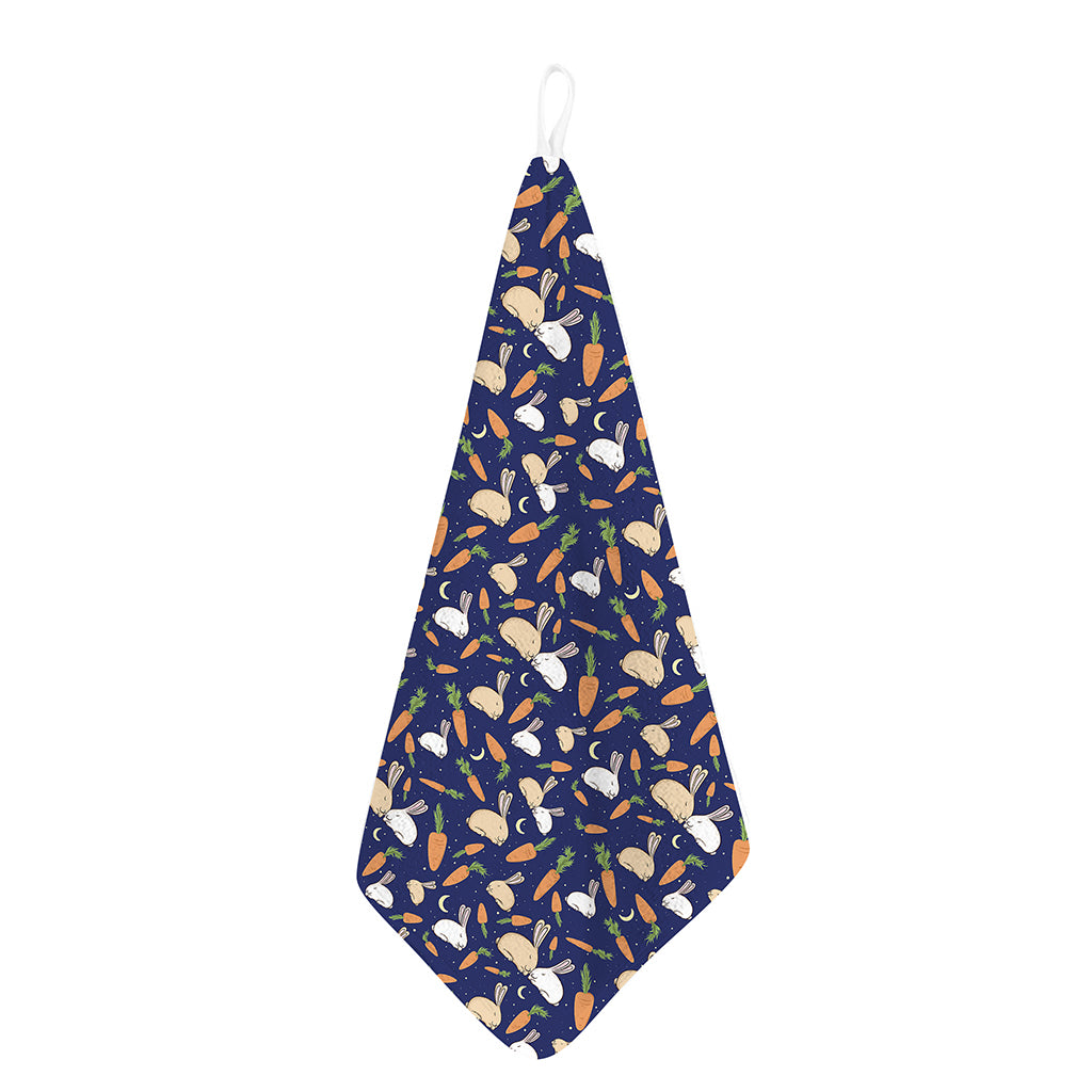 Carrot And Rabbit Pattern Print Hand Towel