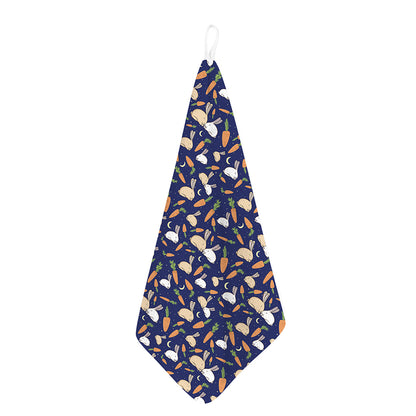 Carrot And Rabbit Pattern Print Hand Towel