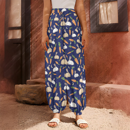Carrot And Rabbit Pattern Print Harem Pants