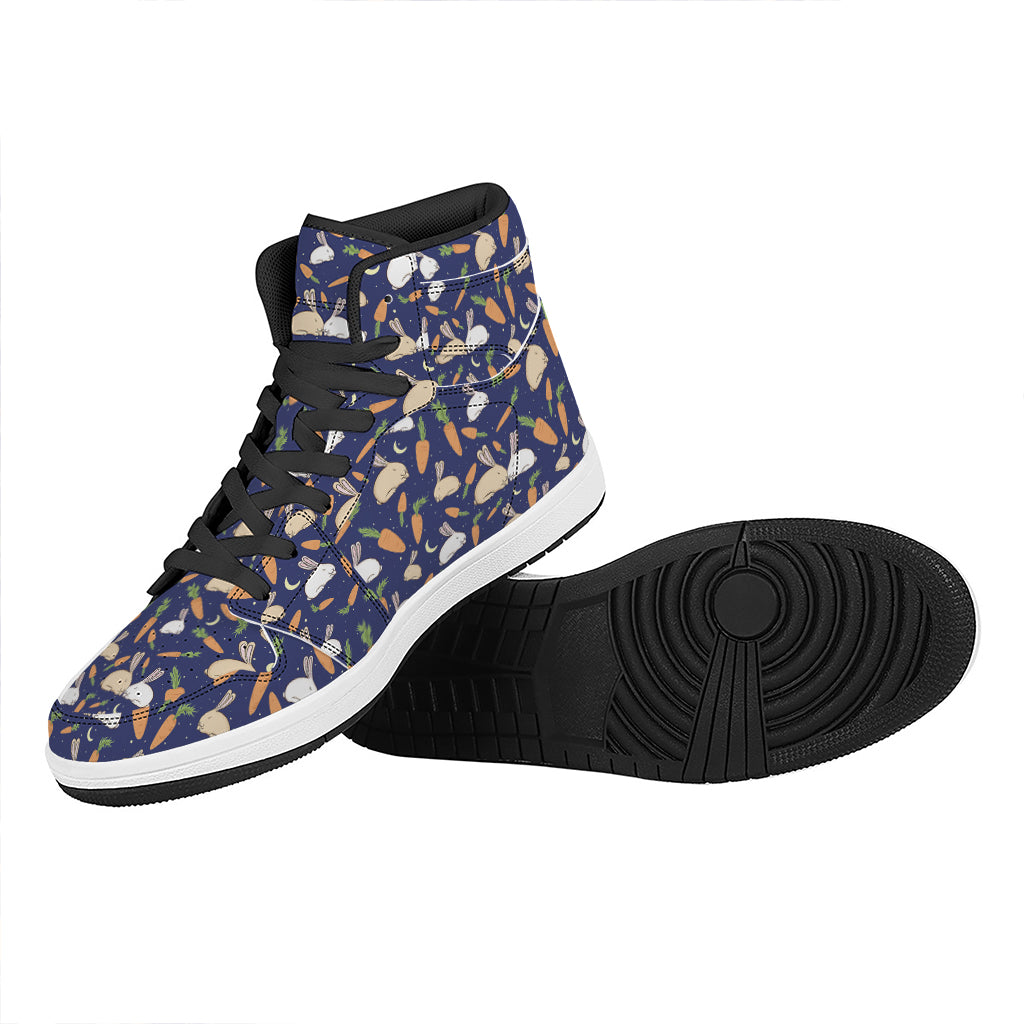 Carrot And Rabbit Pattern Print High Top Leather Sneakers