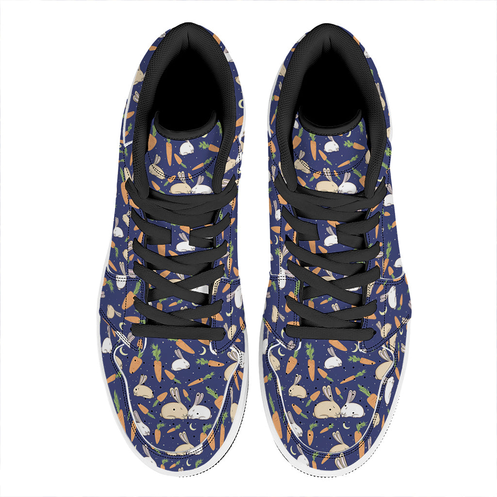 Carrot And Rabbit Pattern Print High Top Leather Sneakers