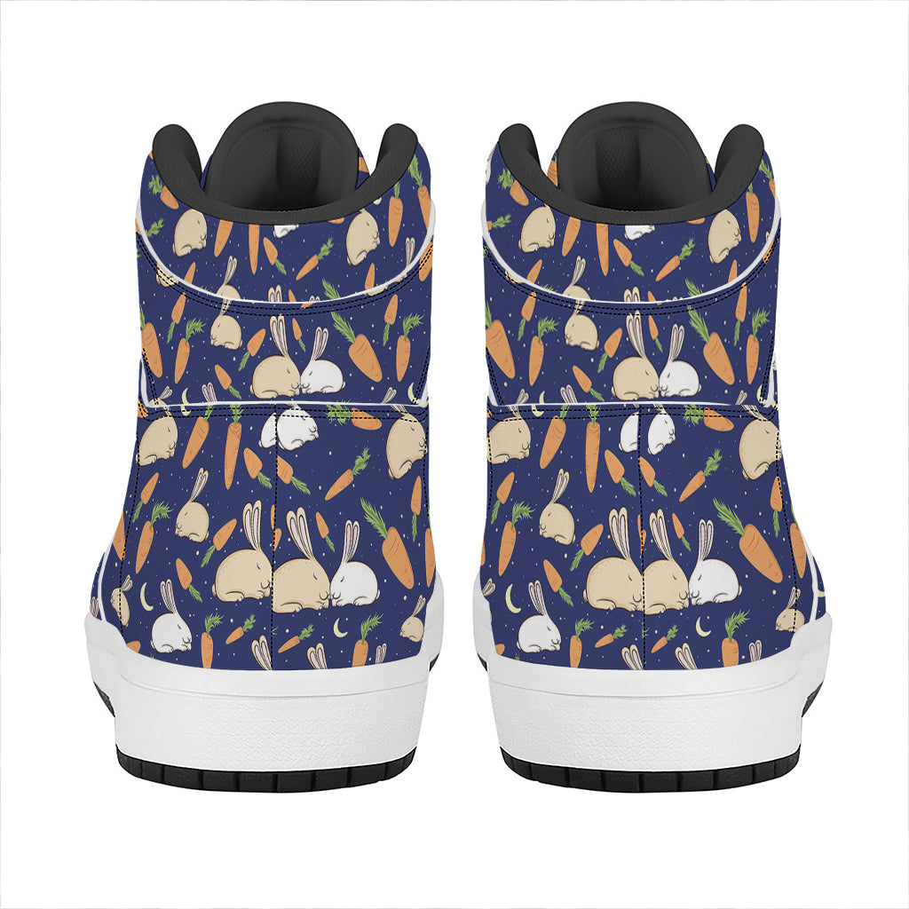 Carrot And Rabbit Pattern Print High Top Leather Sneakers