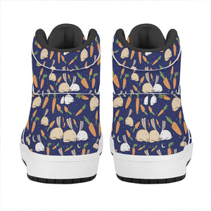 Carrot And Rabbit Pattern Print High Top Leather Sneakers