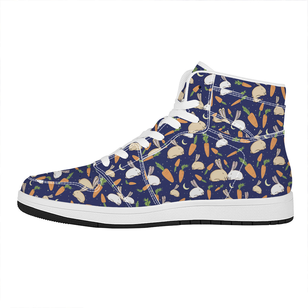 Carrot And Rabbit Pattern Print High Top Leather Sneakers