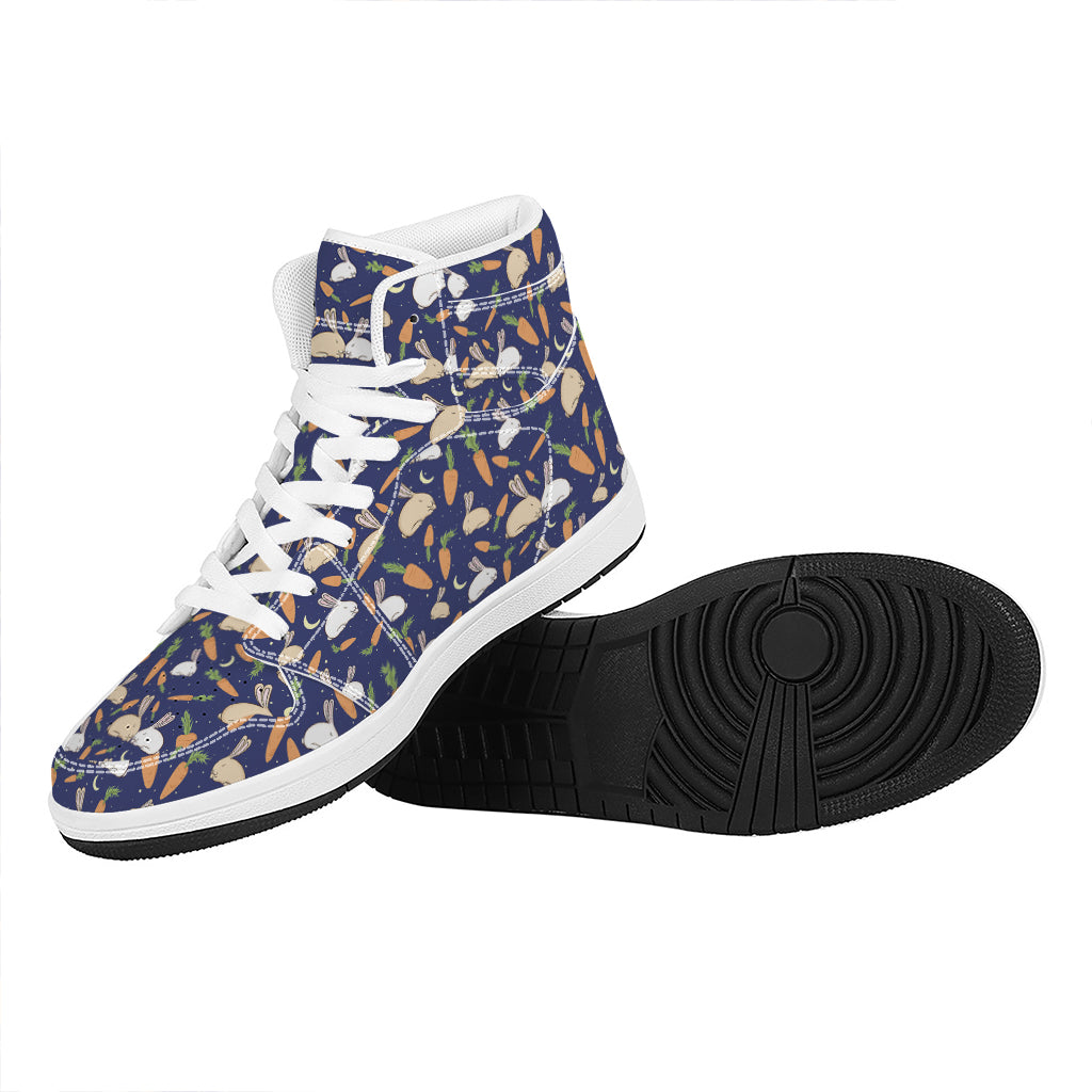 Carrot And Rabbit Pattern Print High Top Leather Sneakers