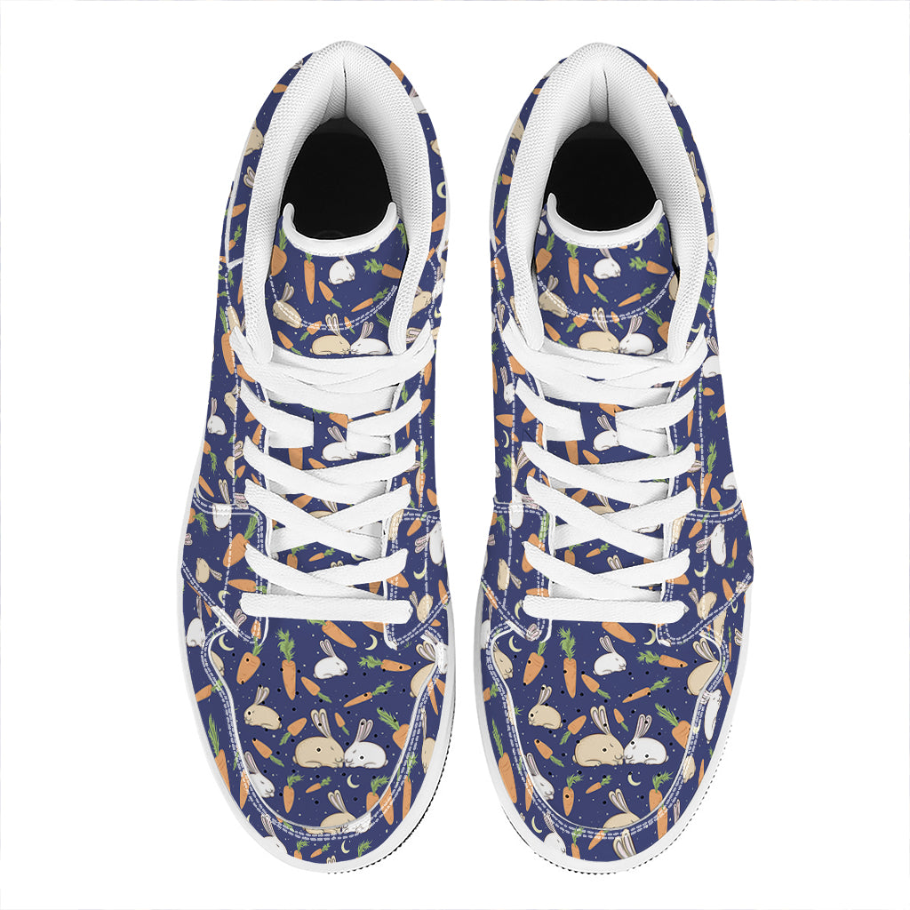 Carrot And Rabbit Pattern Print High Top Leather Sneakers