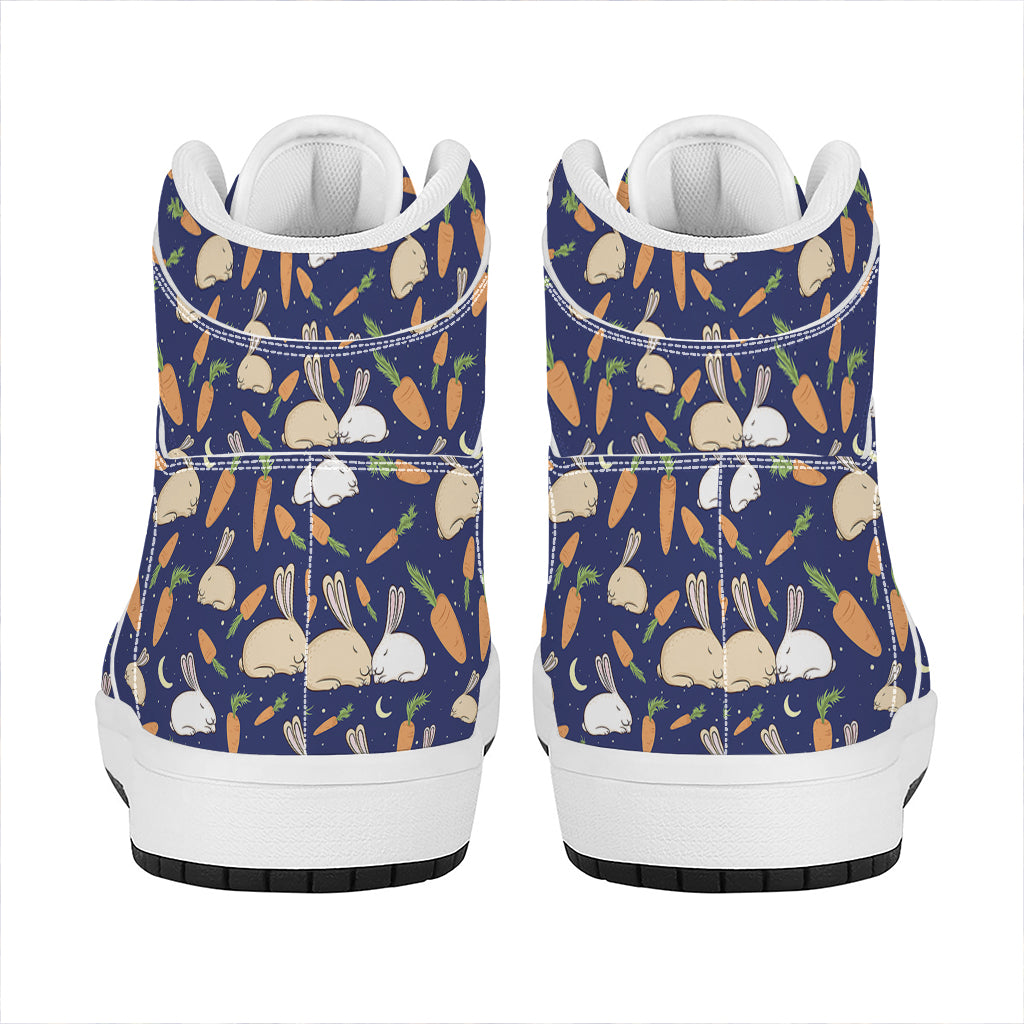 Carrot And Rabbit Pattern Print High Top Leather Sneakers