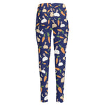 Carrot And Rabbit Pattern Print High-Waisted Pocket Leggings