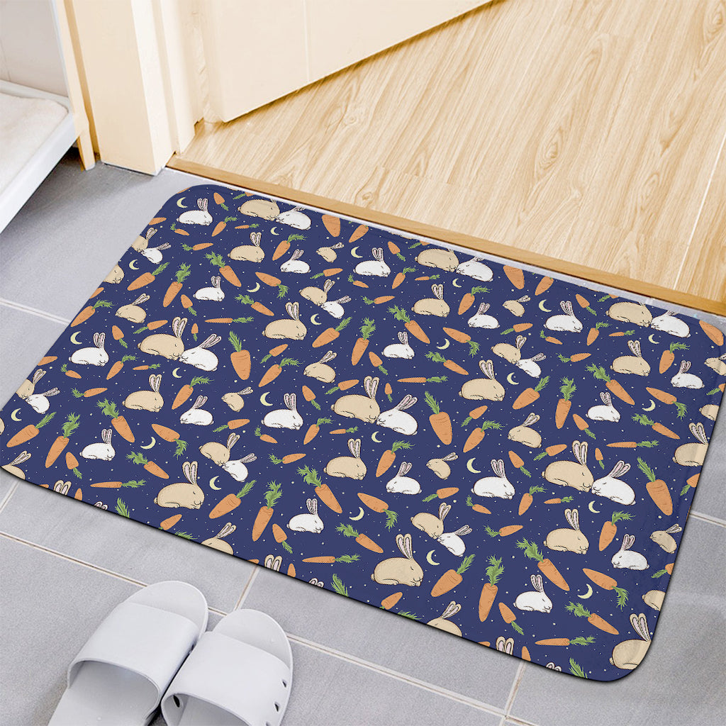 Carrot And Rabbit Pattern Print Indoor Door Mat