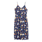 Carrot And Rabbit Pattern Print Jersey Midi Cami Dress