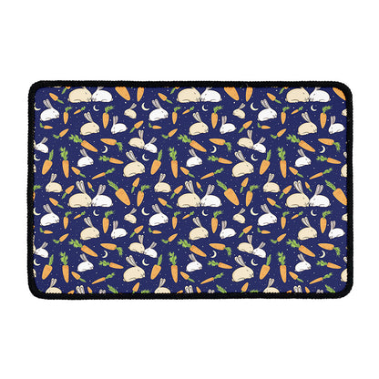 Carrot And Rabbit Pattern Print Kitchen Mat
