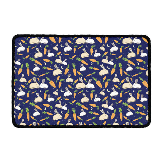 Carrot And Rabbit Pattern Print Kitchen Mat