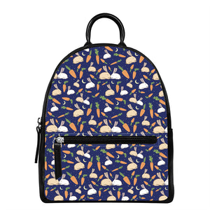 Carrot And Rabbit Pattern Print Leather Backpack