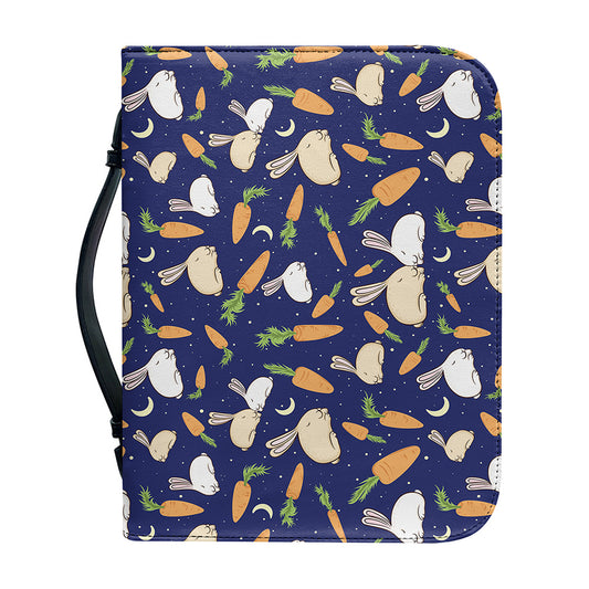 Carrot And Rabbit Pattern Print Leather Bible Cover