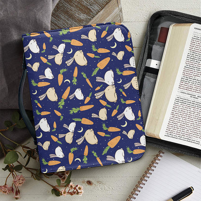 Carrot And Rabbit Pattern Print Leather Bible Cover