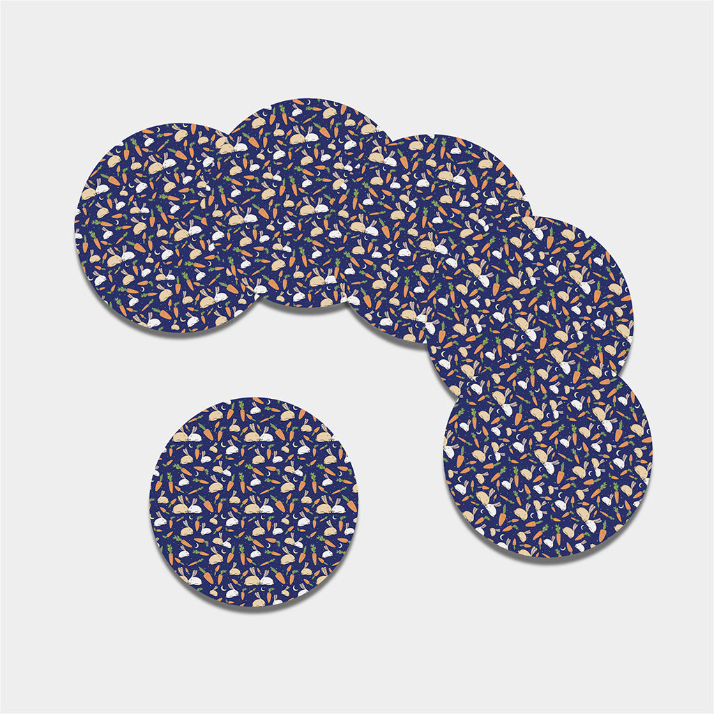 Carrot And Rabbit Pattern Print Leather Coaster Set