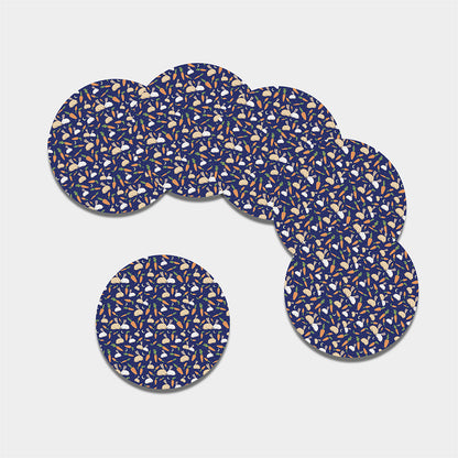 Carrot And Rabbit Pattern Print Leather Coaster Set