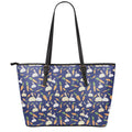 Carrot And Rabbit Pattern Print Leather Tote Bag With Zipper