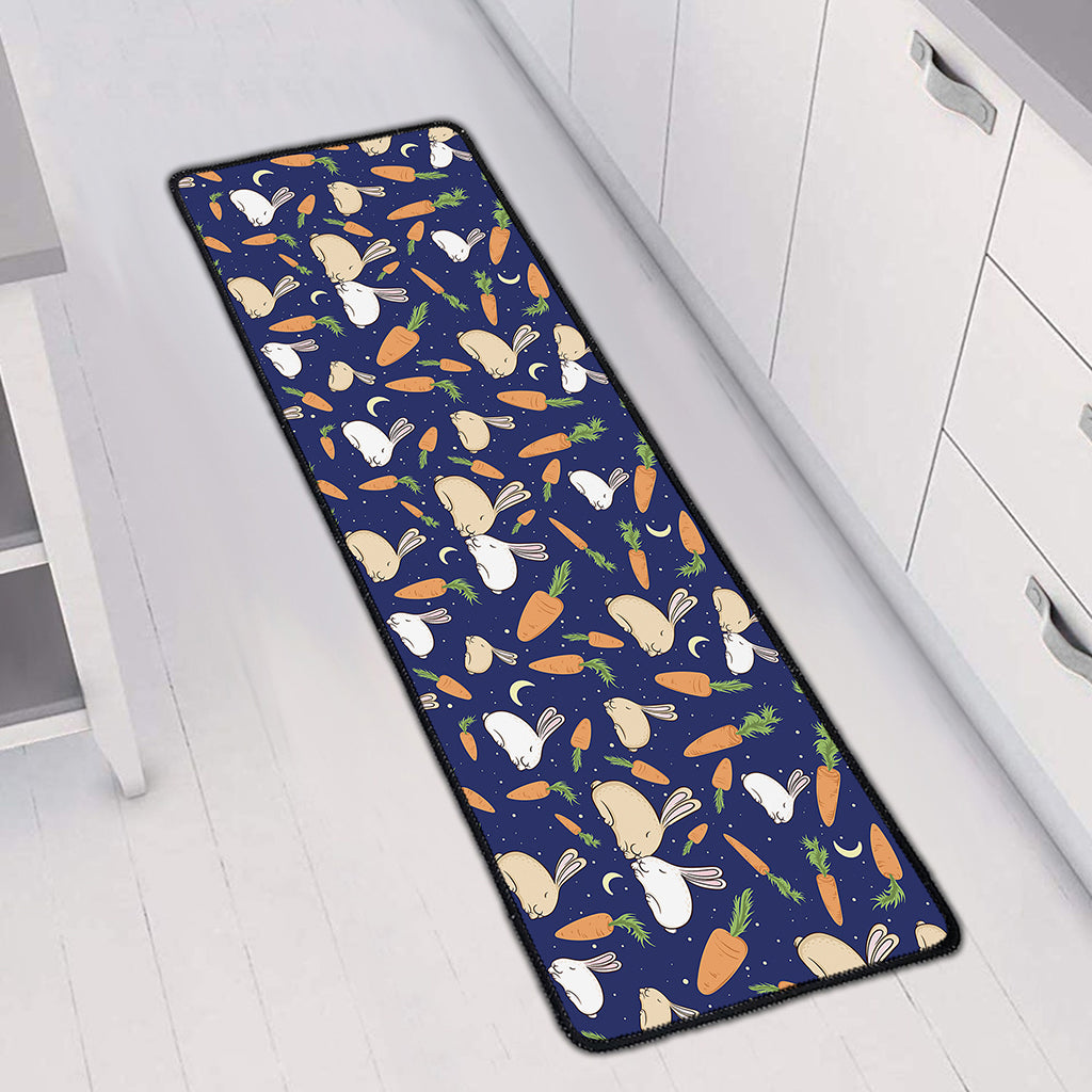 Carrot And Rabbit Pattern Print Long Kitchen Mat
