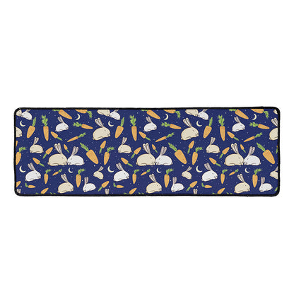 Carrot And Rabbit Pattern Print Long Kitchen Mat