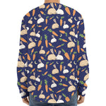 Carrot And Rabbit Pattern Print Long Sleeve Baseball Jersey