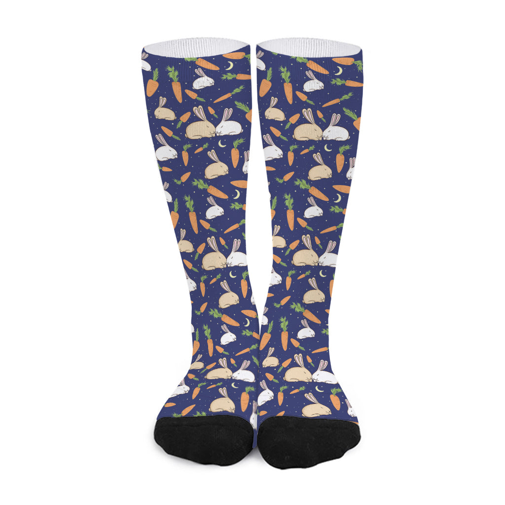 Carrot And Rabbit Pattern Print Long Socks