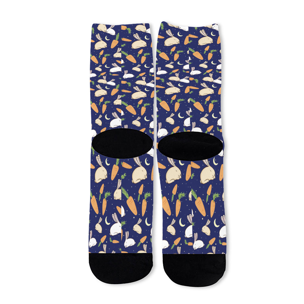 Carrot And Rabbit Pattern Print Long Socks