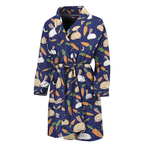 Carrot And Rabbit Pattern Print Men's Bathrobe