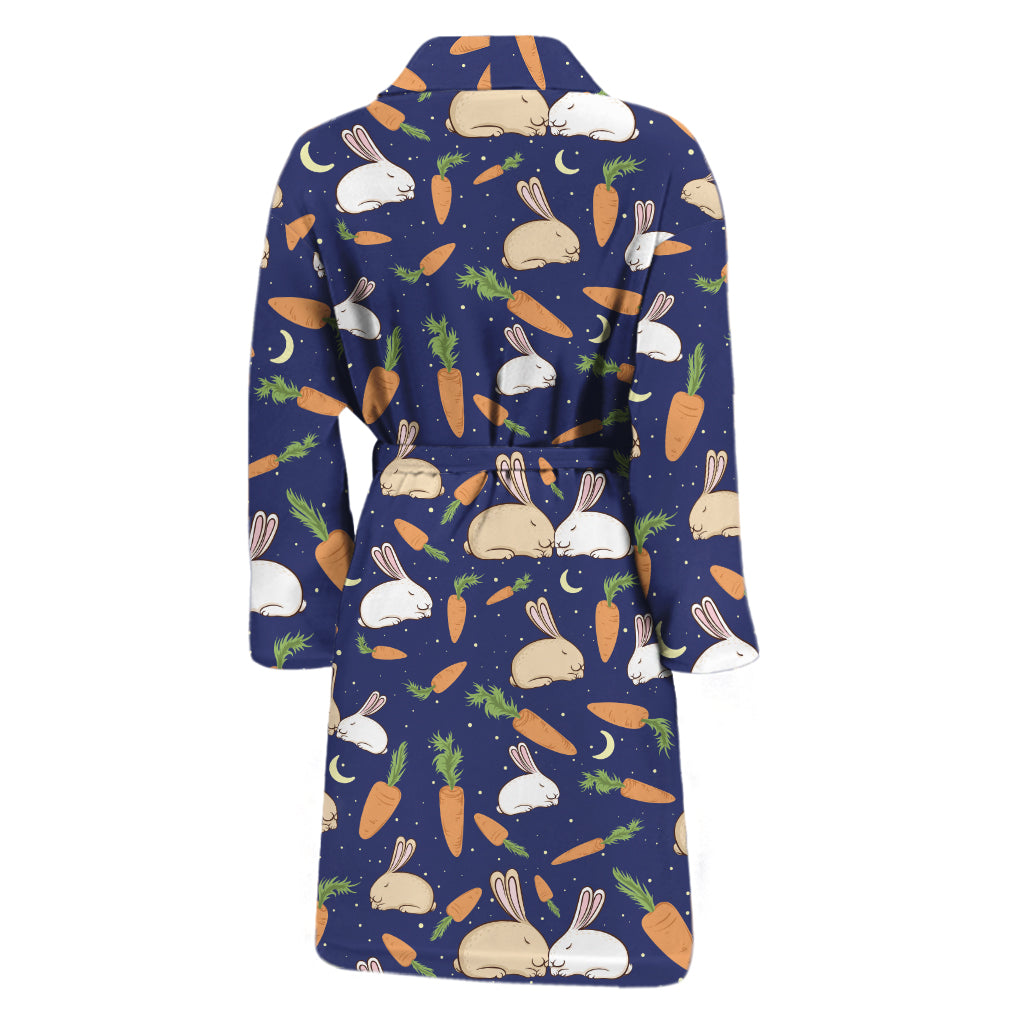 Carrot And Rabbit Pattern Print Men's Bathrobe