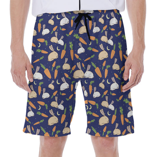 Carrot And Rabbit Pattern Print Men's Beach Shorts