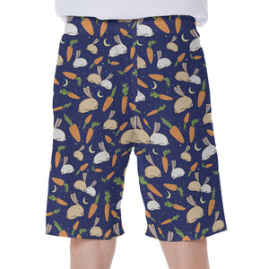 Carrot And Rabbit Pattern Print Men's Beach Shorts