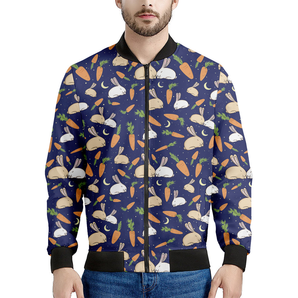 Carrot And Rabbit Pattern Print Men's Bomber Jacket