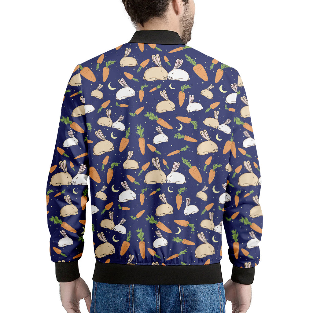 Carrot And Rabbit Pattern Print Men's Bomber Jacket