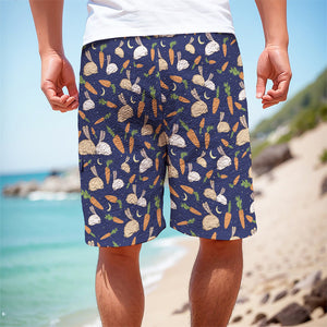 Carrot And Rabbit Pattern Print Men's Cargo Shorts