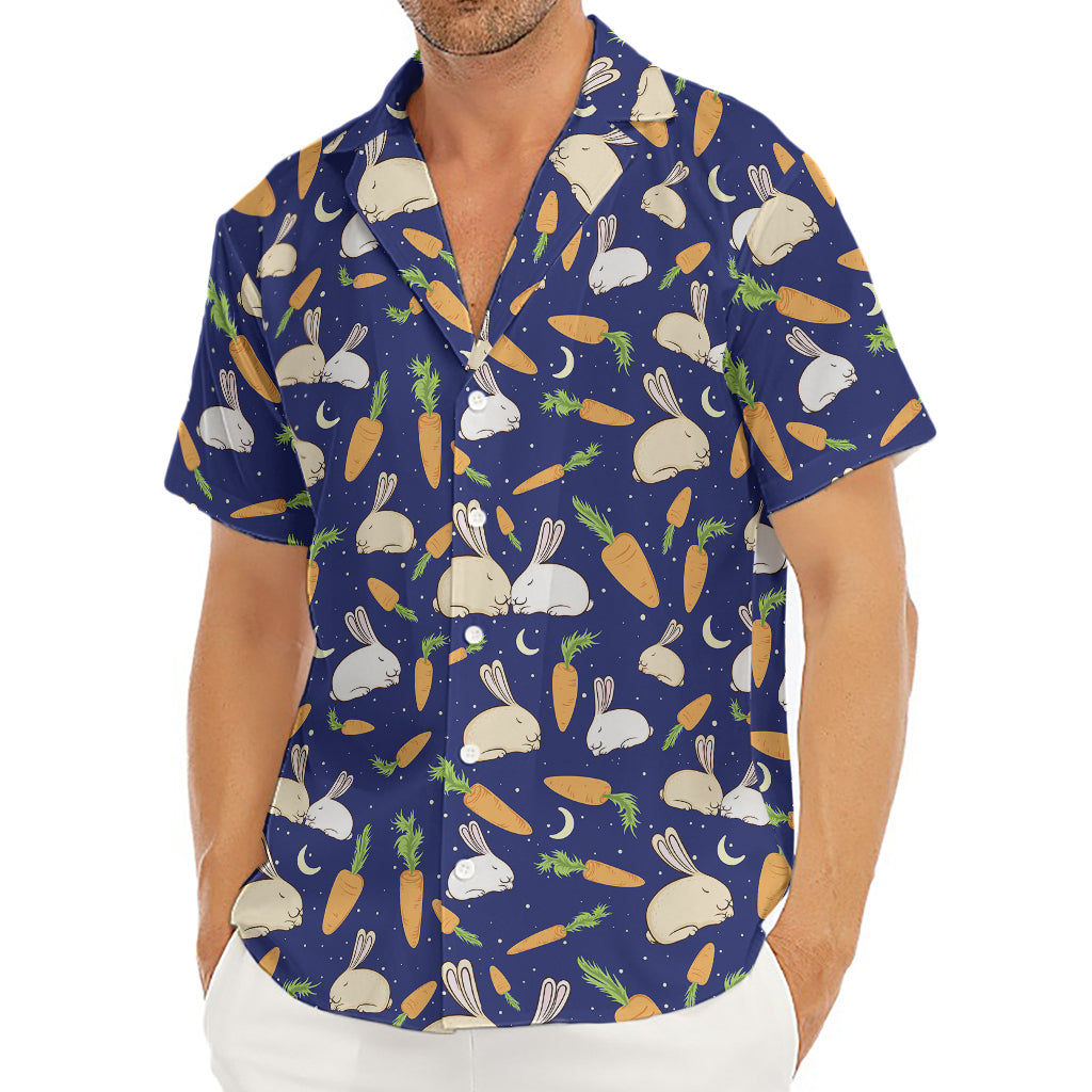 Carrot And Rabbit Pattern Print Men's Deep V-Neck Shirt