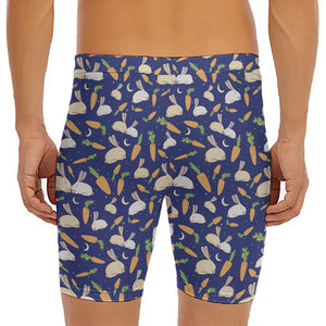 Carrot And Rabbit Pattern Print Men's Long Boxer Briefs