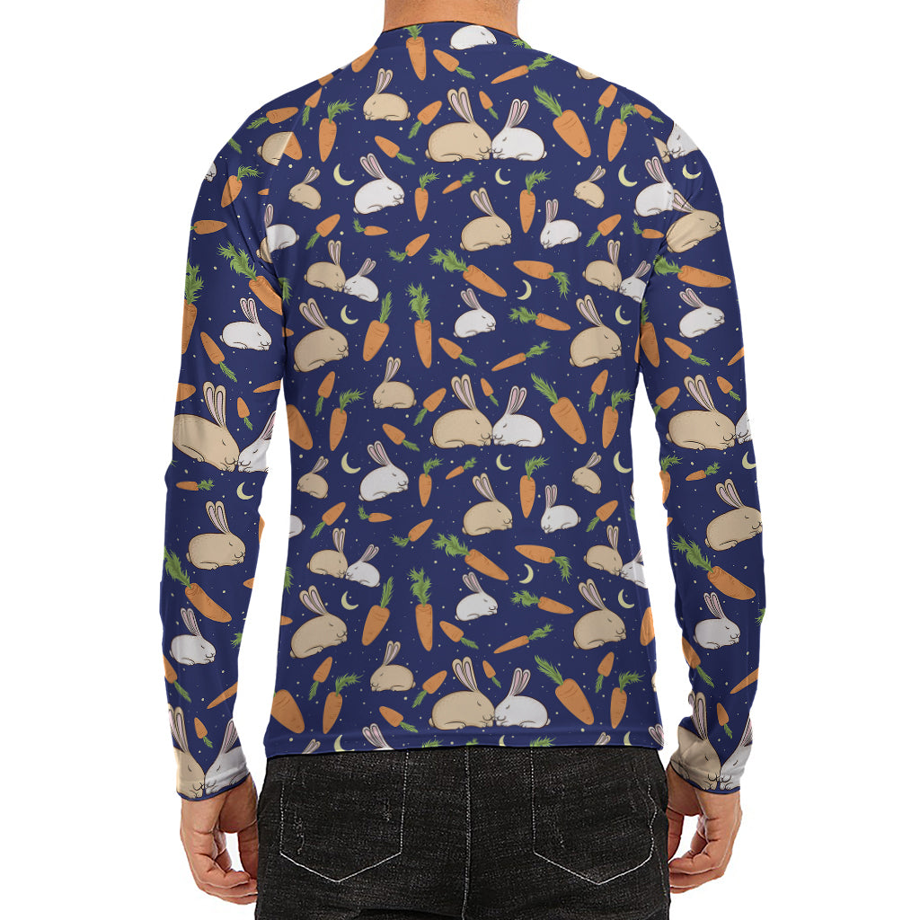 Carrot And Rabbit Pattern Print Men's Long Sleeve Rash Guard