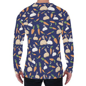 Carrot And Rabbit Pattern Print Men's Long Sleeve T-Shirt