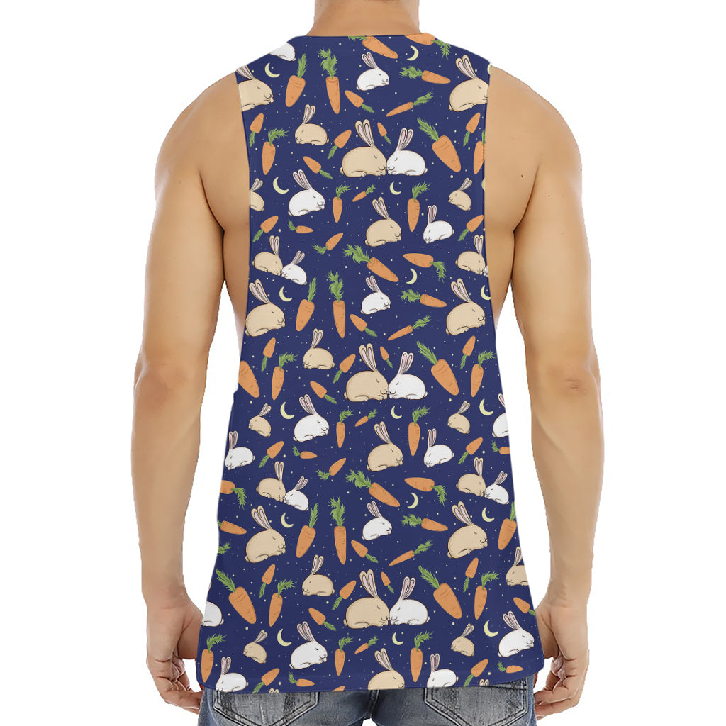 Carrot And Rabbit Pattern Print Men's Muscle Tank Top