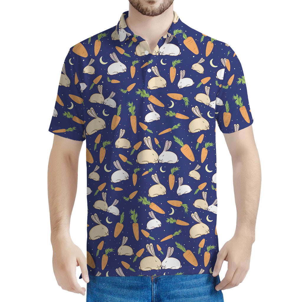 Carrot And Rabbit Pattern Print Men's Polo Shirt