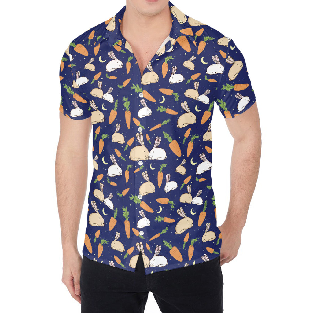Carrot And Rabbit Pattern Print Men's Shirt