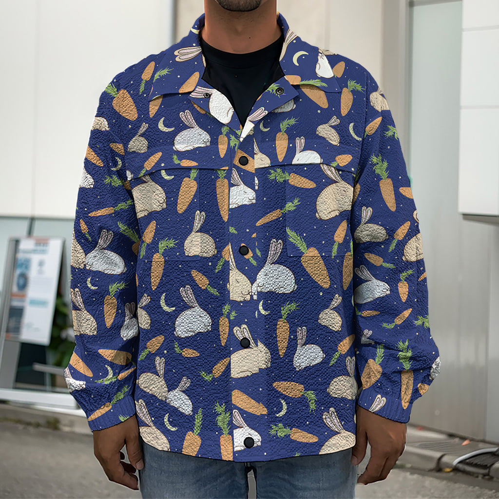 Carrot And Rabbit Pattern Print Men's Shirt Jacket