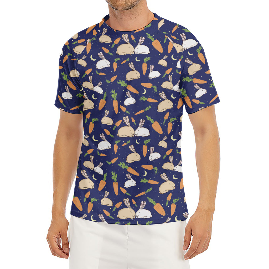 Carrot And Rabbit Pattern Print Men's Short Sleeve Rash Guard