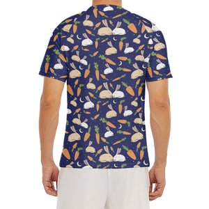 Carrot And Rabbit Pattern Print Men's Short Sleeve Rash Guard