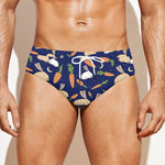 Carrot And Rabbit Pattern Print Men's Swim Briefs