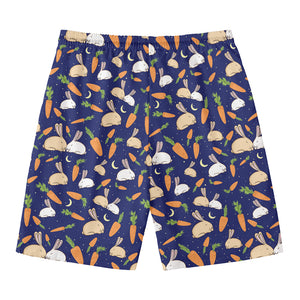 Carrot And Rabbit Pattern Print Men's Swim Trunks